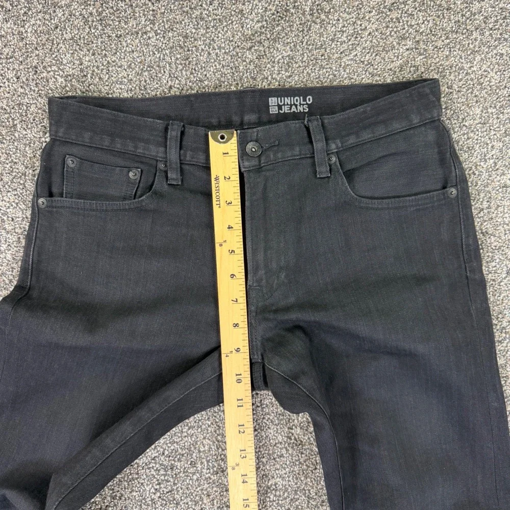 Uniqlo Selvedge Denim Jeans Mens 30x34 Slim Fit Black Stretch Pants Red Line